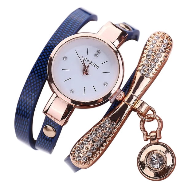 Reloj de lujo Personalizado para Mujeres Incrustaciones y Pulsera Azul para uso diario