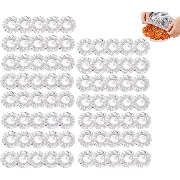 50 cubiertas aluminio retención calor elásticas alimentos cuencos ollas