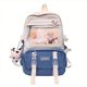 thumbnail image 1 of Get Ready for School with Our Kawaii Colorblock Backpack - Cute Cartoon Nylon Bookbag with Clear Front Pocket, 1 of 5
