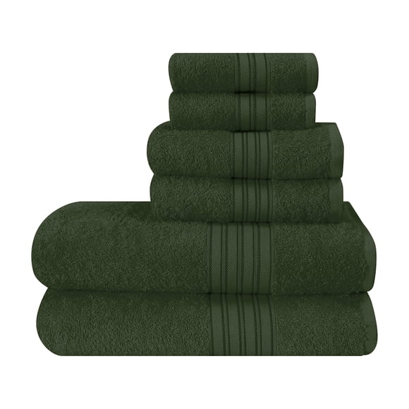 Juego de toallas BOUTIQUO, 6 unidades, algodón, baño, lavado a mano, color verde oliva