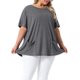 thumbnail image 4 of Agnes Orinda Blusa de Verano Sólida con Bolsillos de Manga Corta y Cuello Redondo para Mujer de Talla Grande, Talla 1X, Gris, 4 of 6