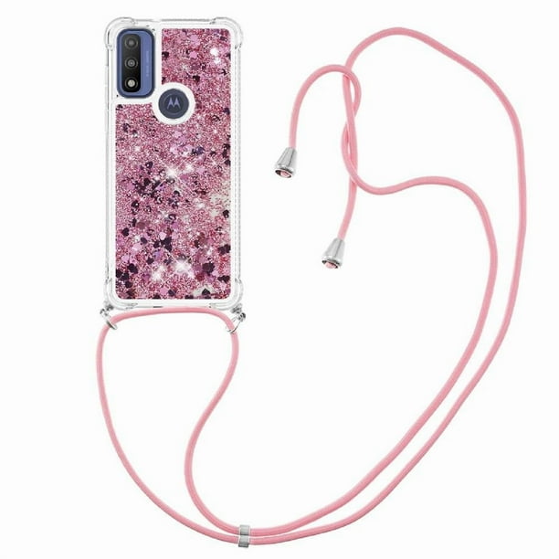 Funda FOXDOCK para Motorola Moto G Play 2023 con Cuerda Ajustable, Brillo Líquido, Protección Antigolpes y Lente – Ideal para Regalo