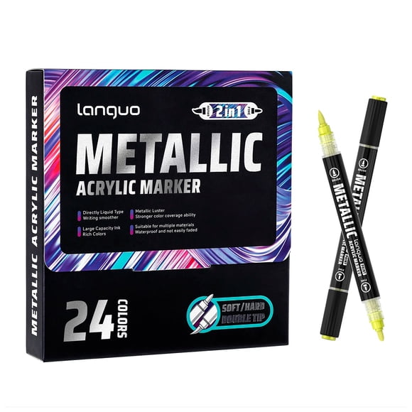 24 Marcadores Acrílicos Metalicos Doble Punta Fina/Brush