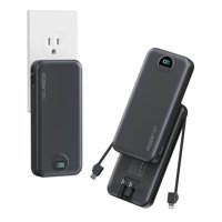 Power Bank Aonidi De 10000 Mah Con Cables Integrados Y Enchufe De Pared Ac