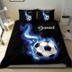thumbnail image 1 of Custom Soccer Flying Ball With Your Name Quilt Duvet Cover Set Comforter Cover3-Piece Bedding Set, 1 of 5