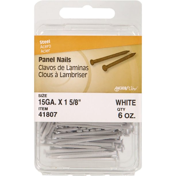Panel de acero Nail Hillman de 1,6 cm de largo con mango plano en espiral, paquete de 5