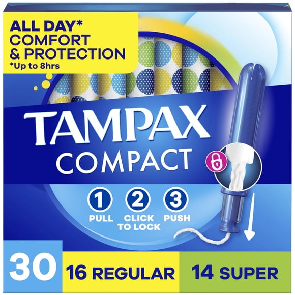 Tampones Tampax Compact Pearl con aplicador extensible, 30 unidades