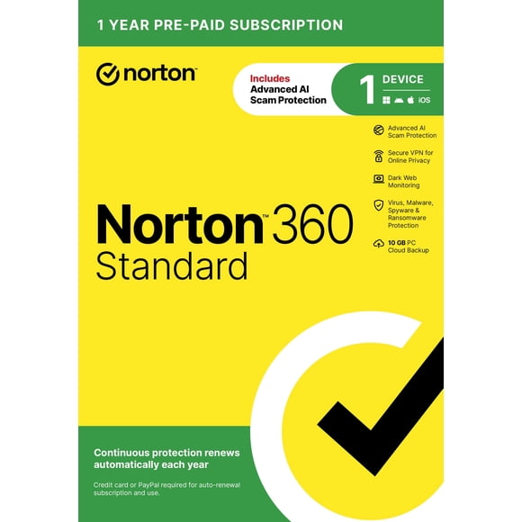 Antivirus Norton 360 Standard - 1 Dispositivo (Tarjeta de Clave)