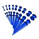 thumbnail image 1 of Kit De Estiramiento De Medidores De Oreja De 18 Piezas, Tapones Cónicos 14G-00G, Expansores Azules, 1 of 3