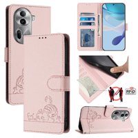 Funda Tipo Cartera Foxdock Para Oppo Reno 11 Pro 5G Con Soporte, Ranuras, Rfid, Diseño De Gato