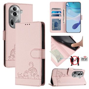Funda Tipo Cartera Foxdock Para Oppo Reno 11 Pro 5G Con Soporte, Ranuras, Rfid, Diseño De Gato