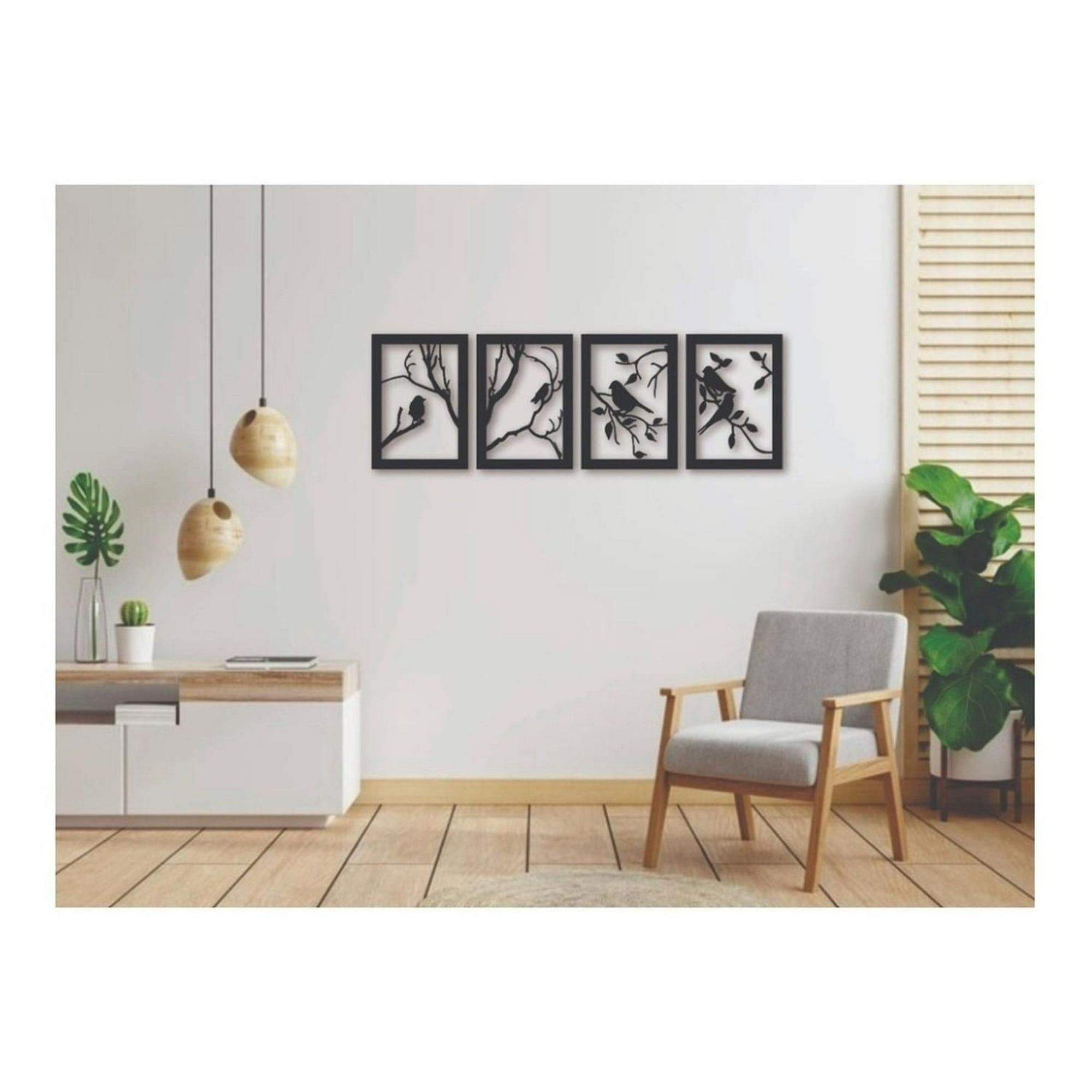 Genérico - Cuadros Ramas Y Pájaros 30x20cm En Madera Mdf