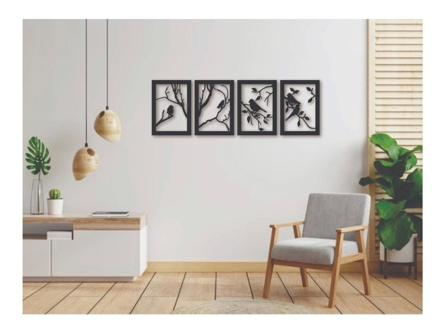 Genérico - Cuadros Ramas Y Pájaros 30X20Cm En Madera Mdf