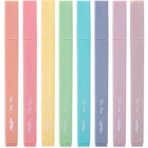 Set De Iluminadores Mr. Pen Aesthetic Cute Pastel, 8 Unidades, Punta Cincelada