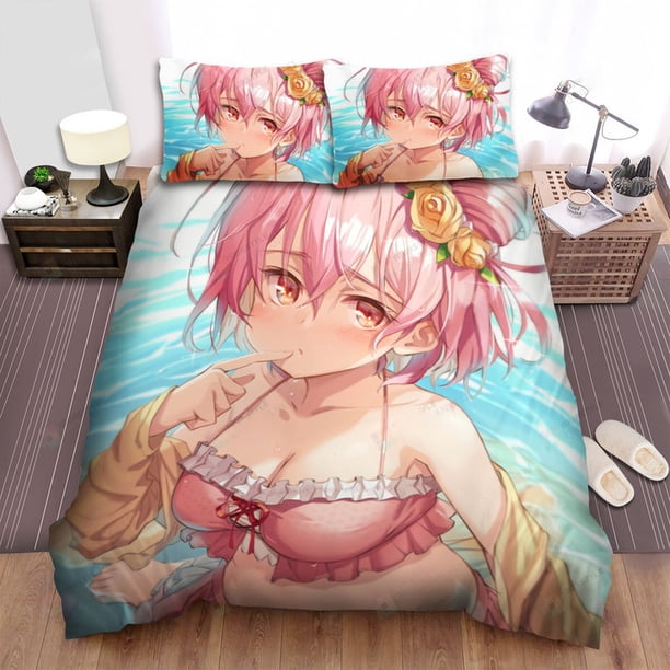 Assault Lily Ichirin Lilili Cute Swimsuit Bedding Duvet Cover Set 3-Piece Bedding Set (1 Duvet Cover + 2 Pillow Shams)