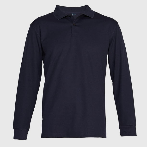 Polera Ml Hombre Waffle azul marino 2XL