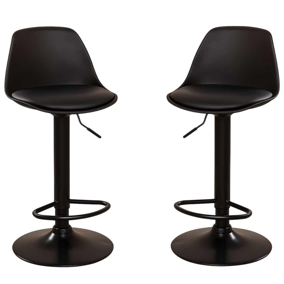 Moboi - Pack 2 Taburetes Eames Base Negra Para Cocina O Bar Negro
