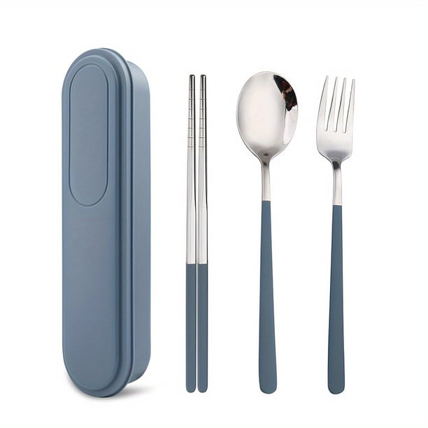 3/4pcs Travel Utensils, Stainless Steel Cutlery Set Portable Reusable Camping Silverware, Include Fork Spoon Chopsticks With Case, Flatware Set