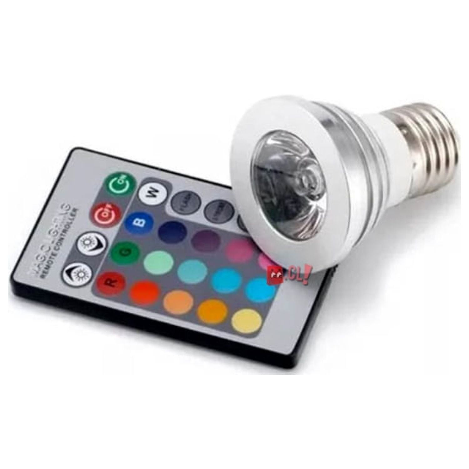 Puntostore - Ampolleta Led Rgb 3w Conector E27 Con Control Remoto - Ps