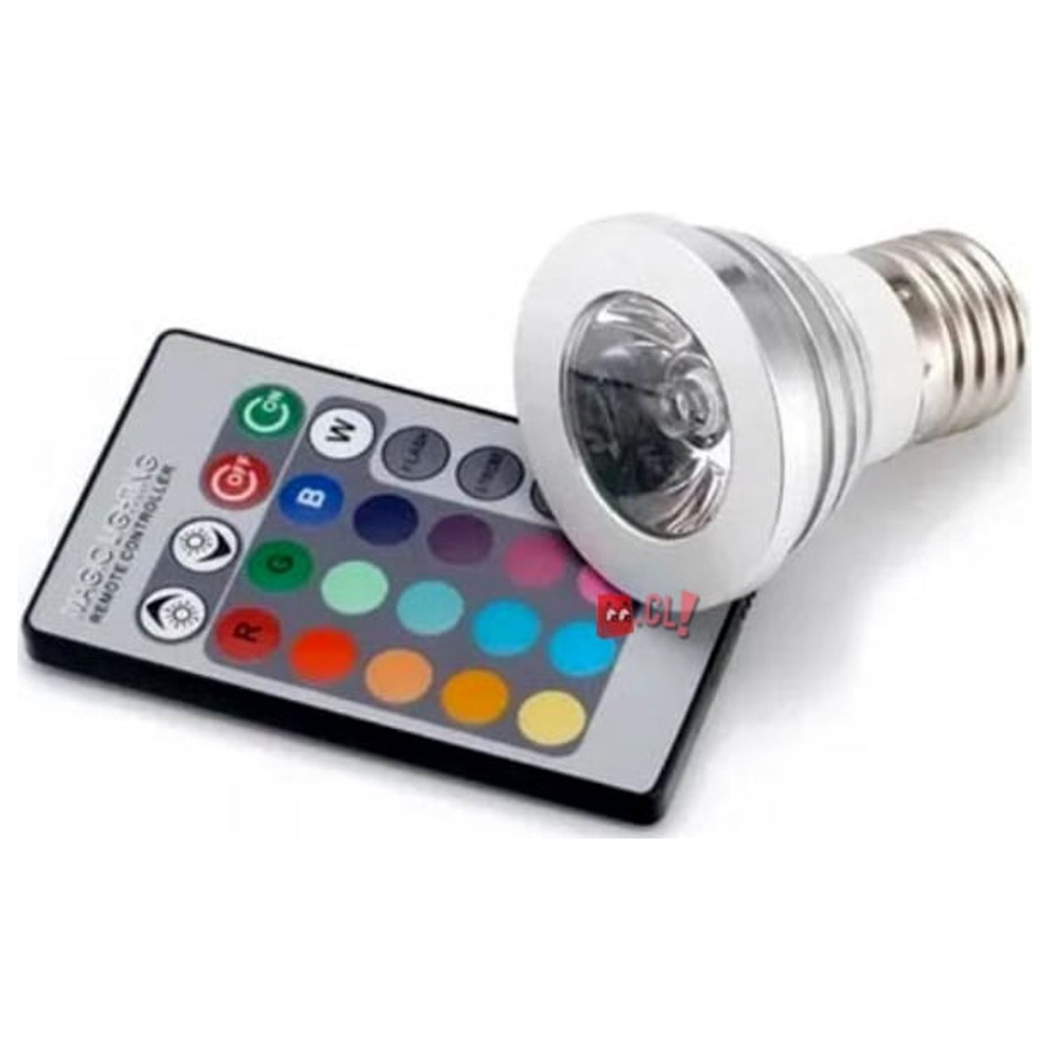 Puntostore - Ampolleta Led Rgb 3W Conector E27 Con Control Remoto - Ps