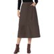 thumbnail image 1 of Falda Midi de Pana INSPIRE CHIC para Mujer con Cintura Alta Elástica y Bolsillos, Falda Casual en Línea A S Café Profundo, 1 of 6