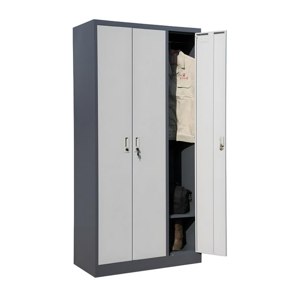 Armario de Acero 90x40x185 cm. 7 Espacios. 2 Cuerpos 3 Puertas