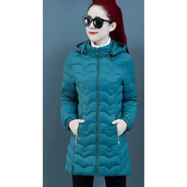 Chaqueta Mujer Parka Impermeable Premium Larga Gorro 766