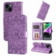 thumbnail image 2 of Funda tipo cartera FOXDOCK para iPhone 13 Mini , diseño girasol en relieve, cuero PU, cierre magnético, soporte y tarjetero, 2 of 5