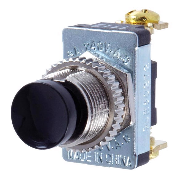 Interruptor para electrodomésticos Jandorf 6A, pulsador unipolar, negro/plateado