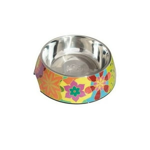 Mascan - Plato Melamina Motivo Redondo Amarillo Talla S Perro