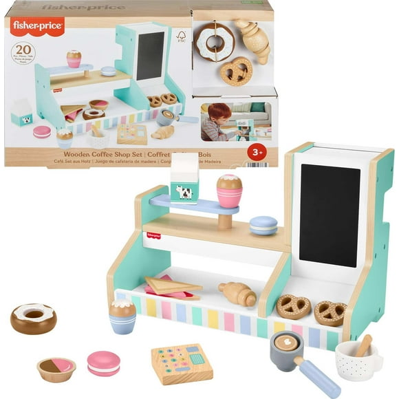 Cafetería Pretend Play y caja registradora de juguetes Fisher-Price Wood