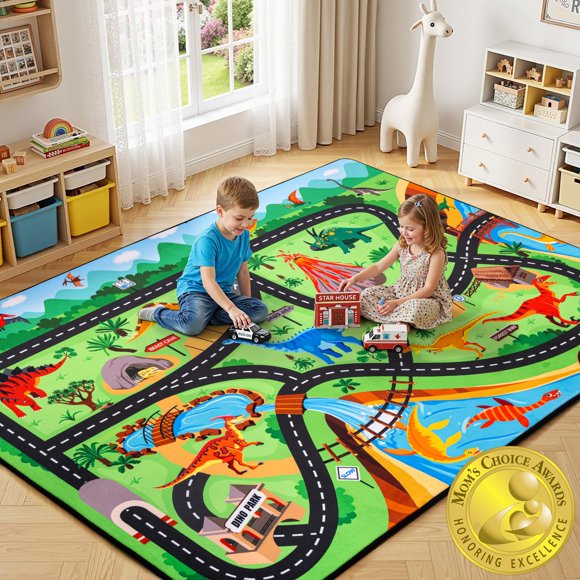 Alfombra Zovalyx Kids 122x183 cm Tapete de Juego con Dinosaurios