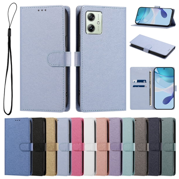 Cartera para Motorola Moto G14 con Bolsillo de Tarjetas, Azul Cielo