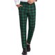 thumbnail image 1 of INSPIRE CHIC Pantalones para Hombre Cuadros Cintura Elástica Estiramiento Frente Plano Pantalones de Vestir 34 Verde, 1 of 7
