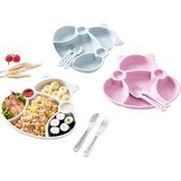 Genérico - Set 3 Platos Silicona Forma Gato Entrenamiento Niños Lau