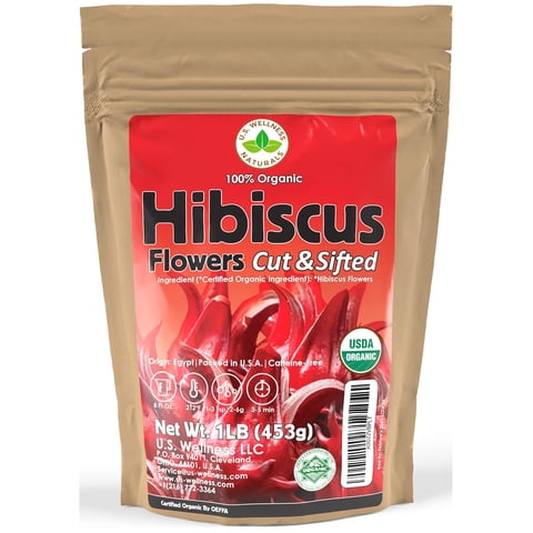 Té De Hierbas U.S. Wellness Naturals Hibiscus 100% Orgánico 454 G