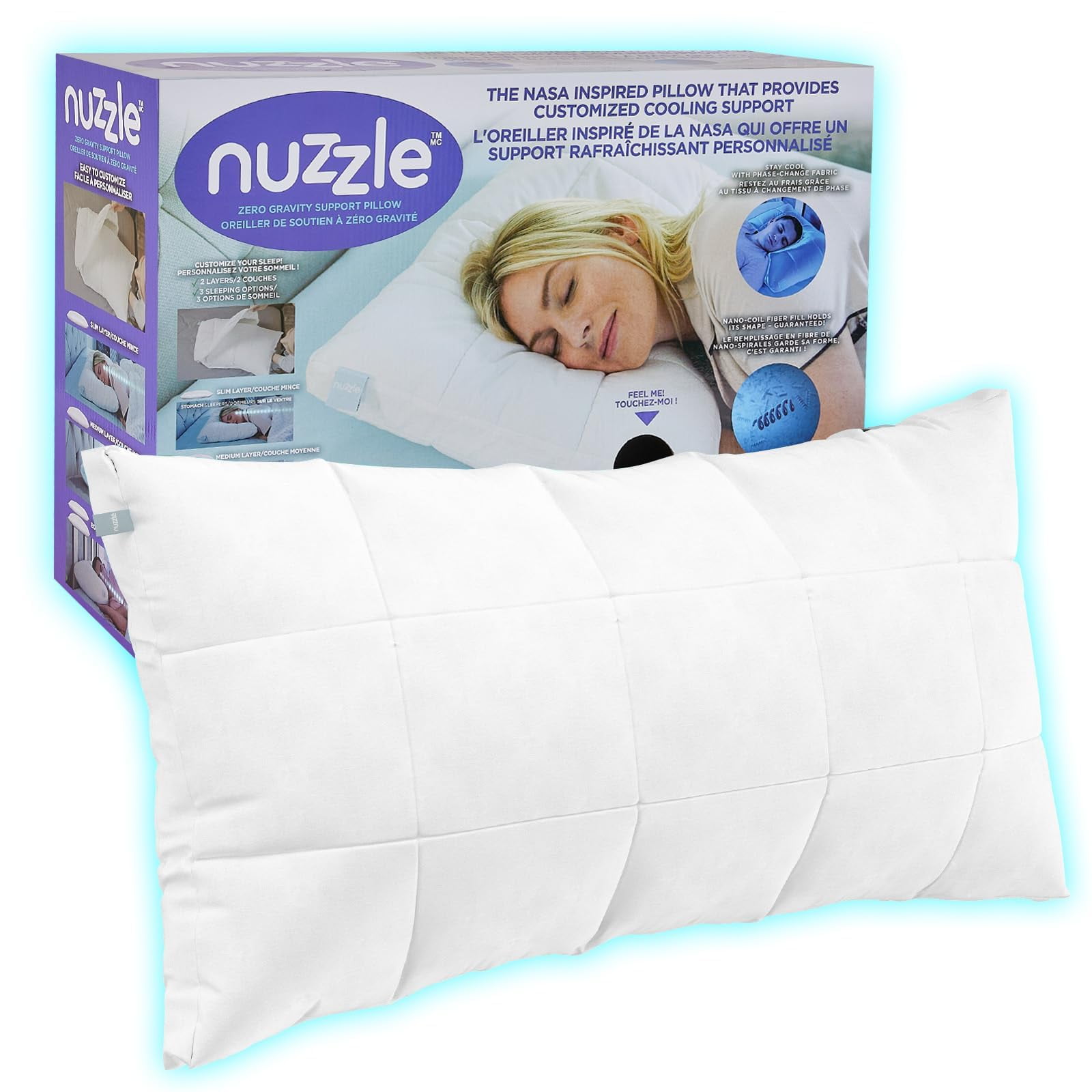Almohada Ajustable Nuzzle Cooling Queen Size Para Dormir De Lado