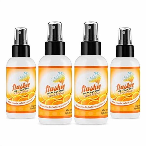 Spray para antes de ir al baño Flushie Travel, tamaño 120 ml, paquete de 4 unidades