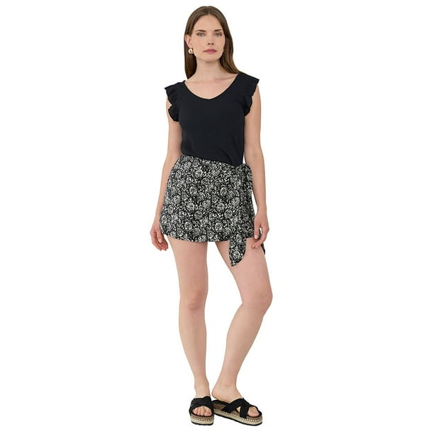 Skort Mujer Nuedo Print Portugal Negro Corona