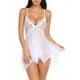 thumbnail image 2 of Sexy Floral Lace Guaze Babydoll, Solid Color V Neck Mesh Mini Dress Chemise, Women's Lingerie & Underwear, 2 of 3