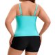 thumbnail image 4 of Agnes Orinda Traje de Baño de Dos Piezas para Mujer Tallas Grandes Conjunto Tankini Pantalones Cortos de Tabla de Cintura Alta Control de Abdomen Traje de Baño Push Up L Verde Menta, 4 of 8