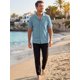 thumbnail image 2 of INSPIRE CHIC Camisa Texturizada de Hombre Manga Corta Abotonada Camisas de Playa de Verano 2XL Azul, 2 of 5