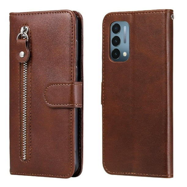 Funda con Cremallera para OnePlus Nord 200 5G, Carcasa Cartera de Cuero PU con Soporte y Tarjetero