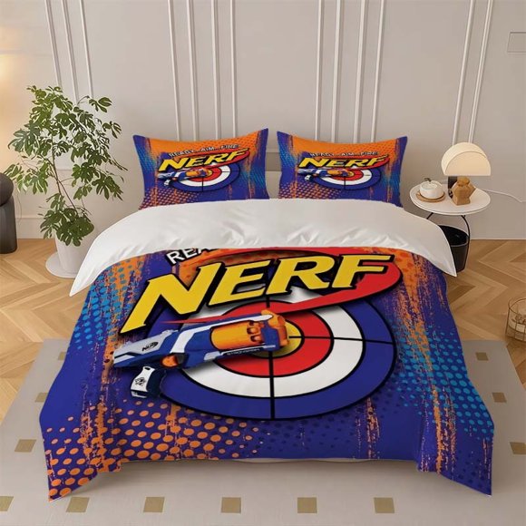 NERF Brand Promotion Bedding Set | Includes 1 Duvet Cover and 2 Pillowcases Soft and Comfortable Suitable for All Seasons