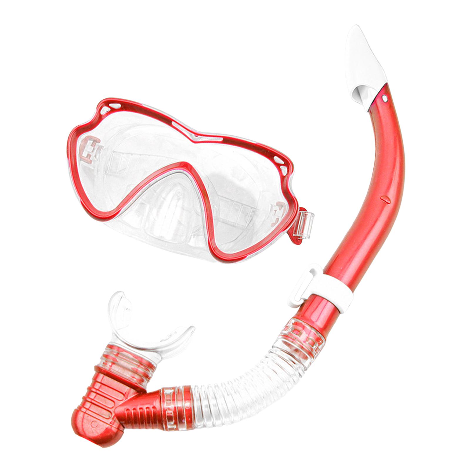 Magideal - Conjunto De Máscara De Esnórquel Máscara De Buceo Respiración Fácil Máscara De Buceo De Alta Definición Y Esnórquel, Gafas De Equipo De Esnórquel Para Rojo