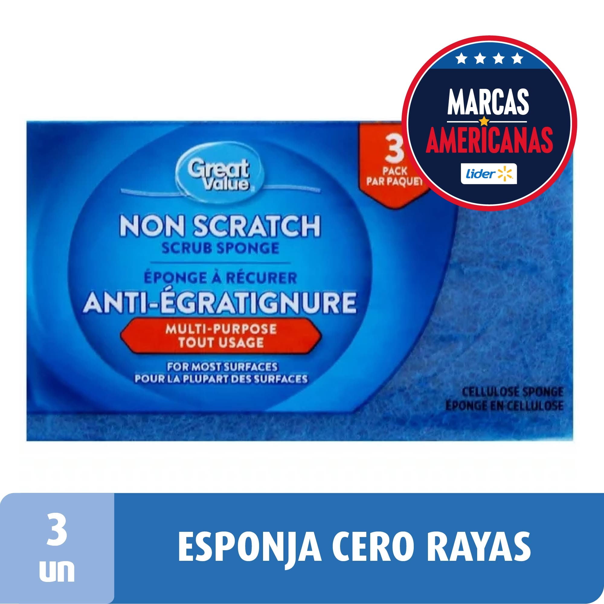 Esponja De Celulosa No Raya 3 Un Great Value