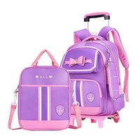 Vidoscla - Mochila Con Ruedas Y Lazo Para Colegio De Primaria Y Secundaria, Con Bolsa Para Libros