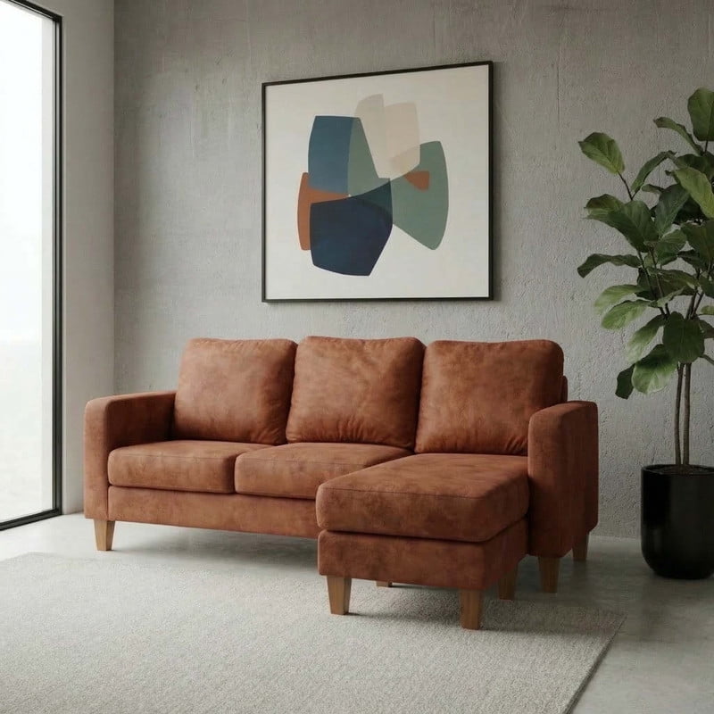 Latam Home - Seccional Intercambiable Venecia 3 Cuerpos Cuero Tabaco