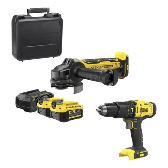 Kit esmeril angular 4.5” + taladro percutor 20v + 2bats