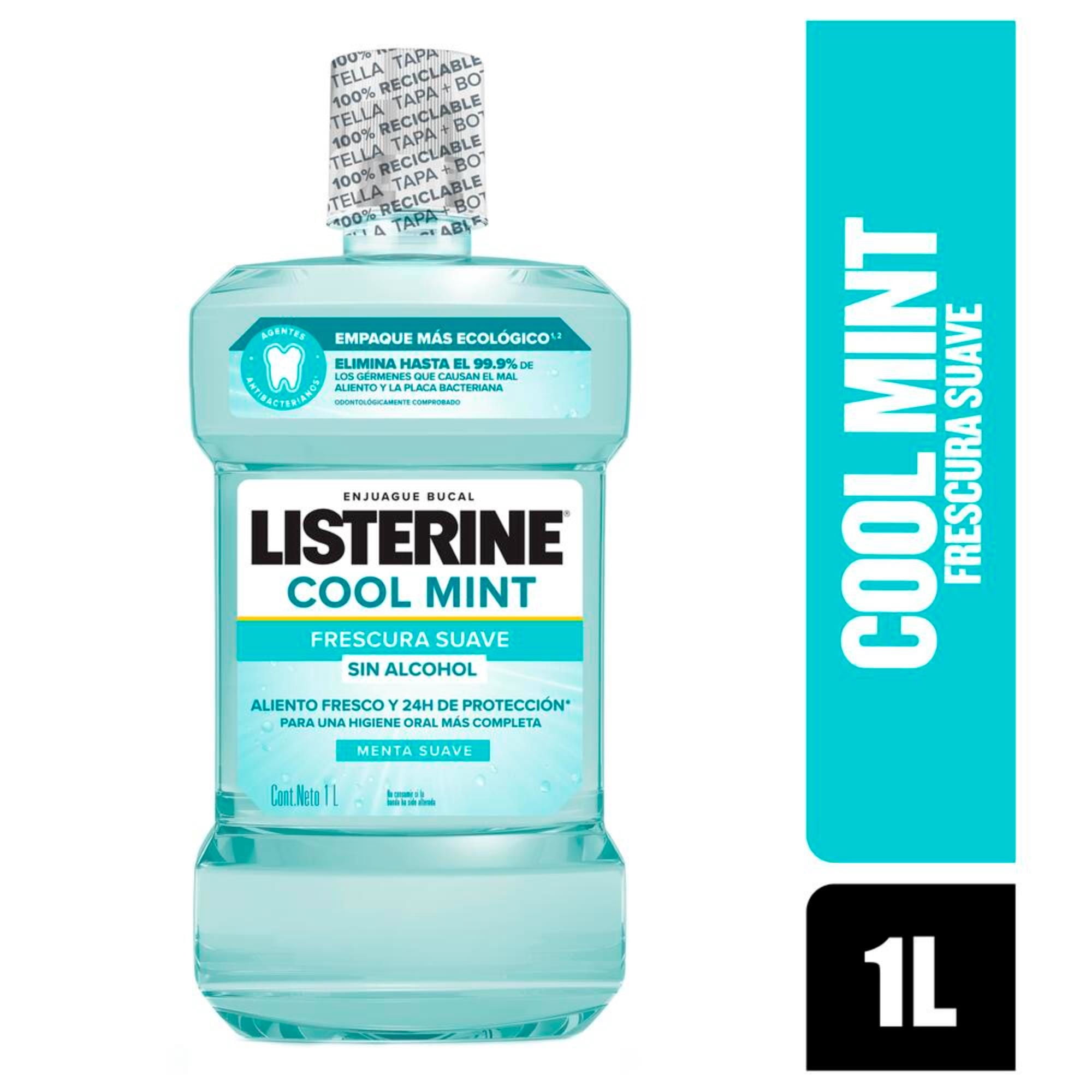 Enjuague Bucal Cool Mint Zero Alcohol Menta Suave 1 L Listerine